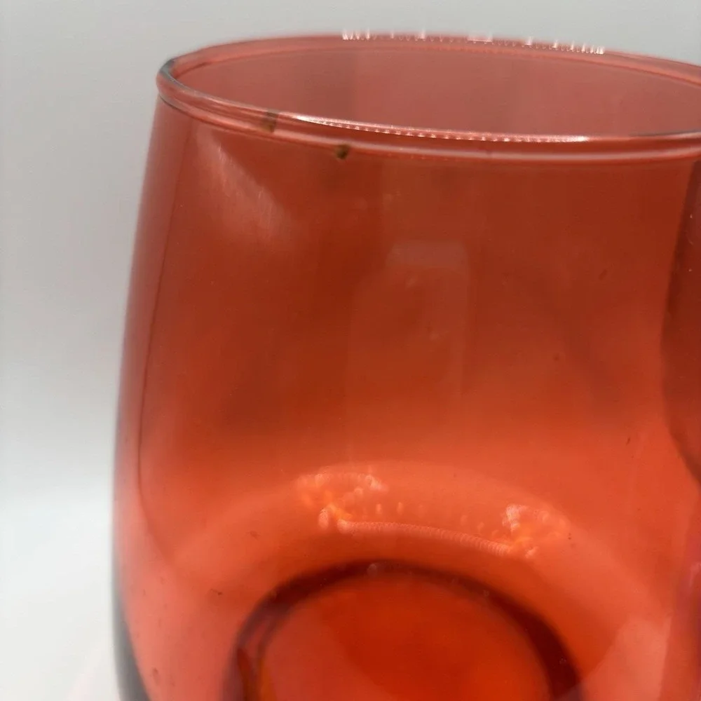 Vtg‎ Empoli Vase Italy Red Orange Extended Base  Globe  MCM 7.5 In Tall